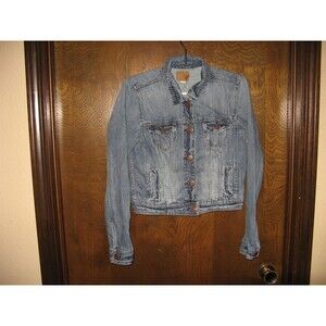 Vintage American Eagle 4 Pocket Blue Jean Denim Jacket Girls Youth M Distressed